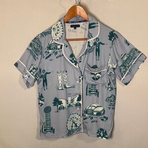 Katie Kime Dallas Texas Pajama Top Lounge Sleepwear Size Extra Small XS